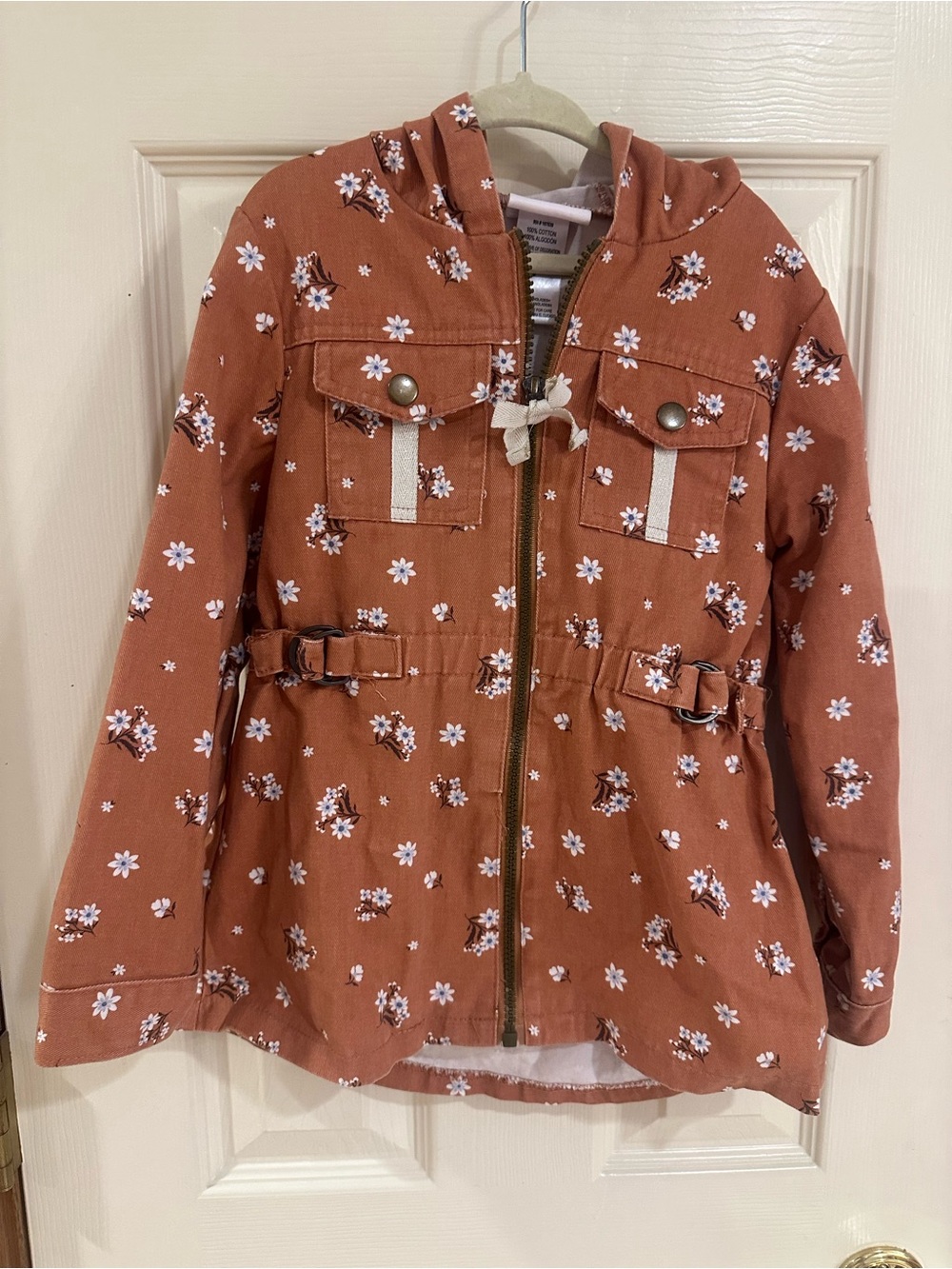 Little Lass Rust Floral Hooded Jacket
